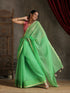 Parakeet Green Kota Doria Saree with Border & Tassles